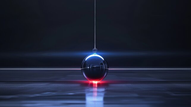 Physics: A 3D vector illustration of a pendulum swinging back and forth