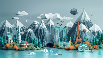 Travel and Tourism: A 3D vector infographic displaying the latest travel trends - obrazy, fototapety, plakaty