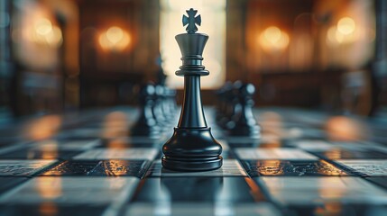 AI analyzing chessboard king piece close up