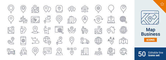 Map icons Pixel perfect. business, world, address, ...	
