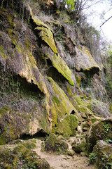 Cascade asséchée pierre mousse nature