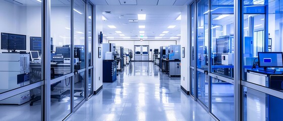 A cutting-edge research and development facility equipped with advanced laboratory equipment, high-performance computing clusters, and collaboration tools for innovating new technologies