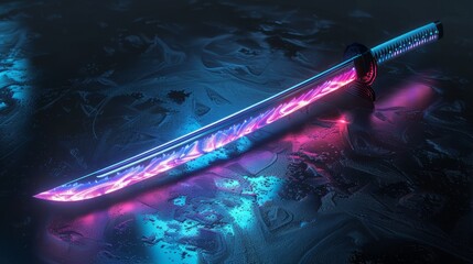 Aesthetic glow katana design.