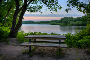 Fototapeta na wymiar Twilight Serenity at the Lakeside - Natural Beauty of a Minnesota State Park
