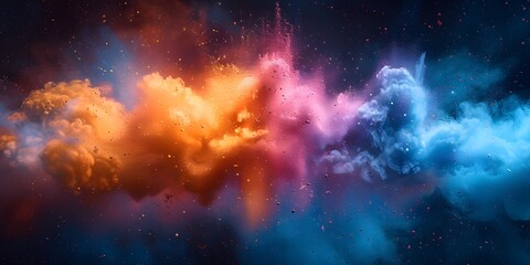 A vibrant explosion radiating from a central point while surrounded by a dark background.