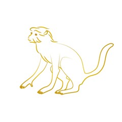 かわいい猿　シンプル　 線画
