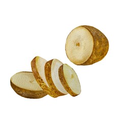 Potato lying slice composition a watercolor sketch