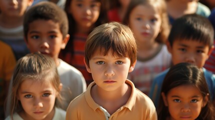 Children of multiple ethnic groups with different skin colors in the same scene - obrazy, fototapety, plakaty