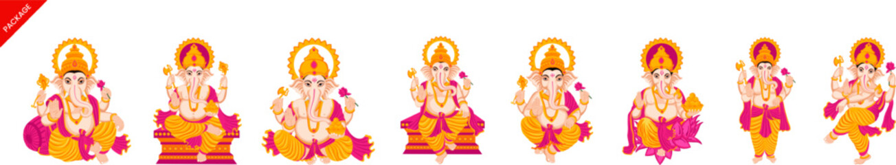 Happy Ganesh Chaturthi, Ganesh illustration Package