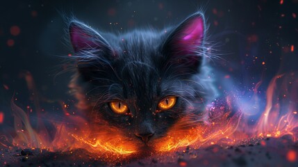 Kitten in a fantasy world - digital illustration