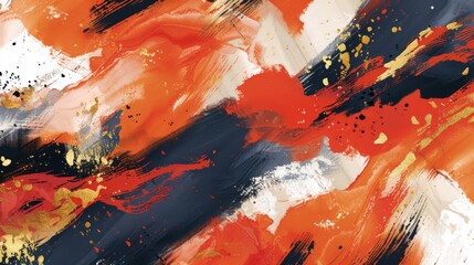 Abstract Expressionist Art with Vivid Red and Orange Brushstrokes.