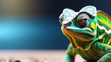 Close-Up Shot of Chameleon in Vivid Detail - Powered by Adobe