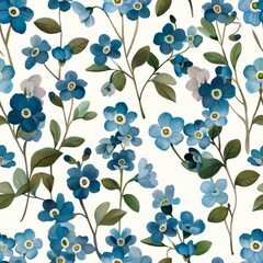 Elegant Blue Forget-Me-Nots Floral Pattern Design.