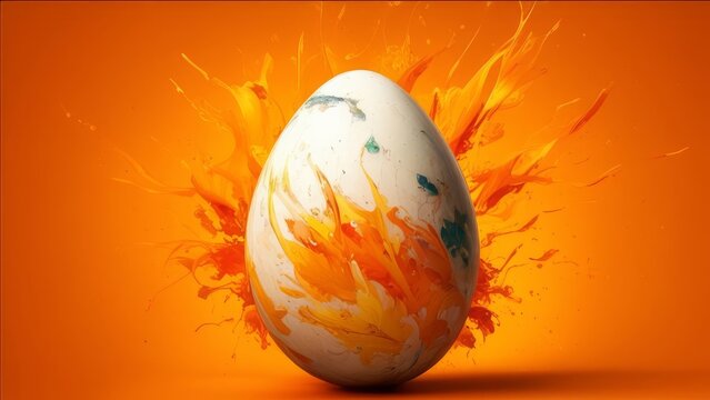Egg in the middle of an orange background.