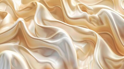 Modern realistic 3D illustration of white cream, milk or yogurt surface. Texture of liquid dairy product splash, cosmetic mousse, sauce or smooth satin cloth drapery. - obrazy, fototapety, plakaty