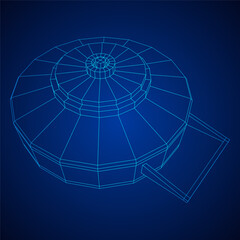 Anti-tank land mine. Army explosive weapon. Military object. Vector illustration. Wireframe low poly mesh vector illustration