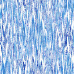 Indigo ikat dye stripe marled seamless pattern. Asian style wavy distort weave print in modern blue white. - 781312304