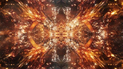 Symmetrical Fiery Abstract Explosion Background.