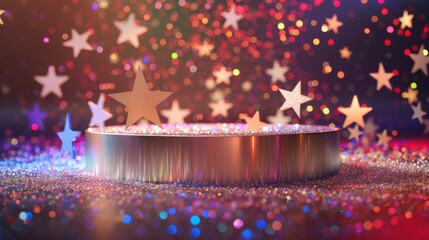 Sparkling Celebration Background with Glittering Stars and Festive Colors.