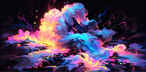 Obraz premium Abstract colorful microbiological background with bright fluorescent colors 