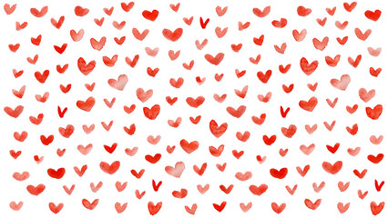 水彩で描いたたくさんのハートのイラスト壁紙背景