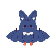Cute bat in kawaii style. Vector flat illustration.