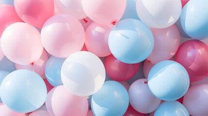Fototapeta na wymiar Close-Up of Pink and Blue Balloons for Party Decor