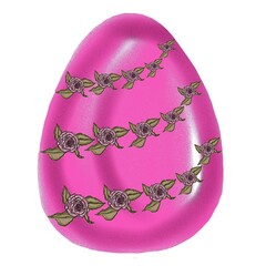 easter egg with pink ribbon isolated