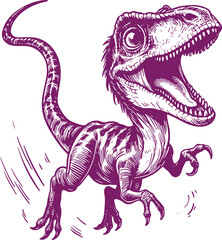 Velociraptor jumping forward with an open toothy mouth vector drawing