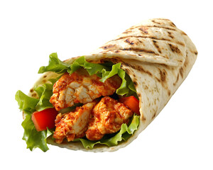 Buffalo chicken wrap on transparent background