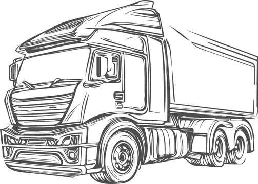 recommend clip art: simple sketch drawing in vector of a large modern truck