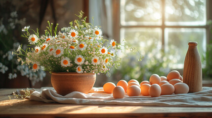 Easter picture with painted Easter eggs