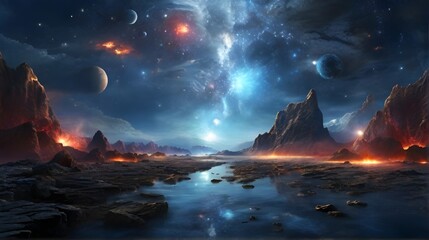 Starry Serenity: Reveling in the Magnificence of Space - obrazy, fototapety, plakaty