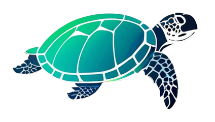 Cute cartoon Sea turtle  beautiful illustration. isolated on white background