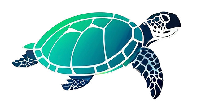 Cute cartoon Sea turtle  beautiful vector illustration . isolated on white background