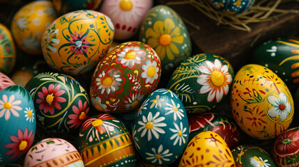 Fototapeta na wymiar Easter picture with painted Easter eggs