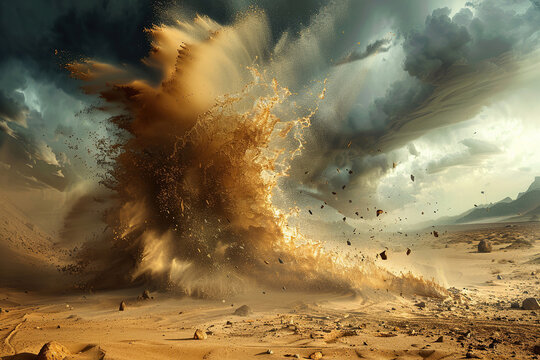 Generative ai on theme of scary ominous huge hurricane tornado, apocalyptic dramatic background