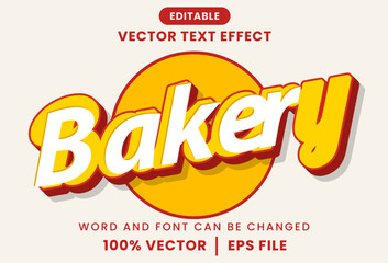 Bakery 3d text effect. Cartoon style. Vector design.