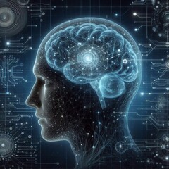 Digital human brain visualization with neural network background