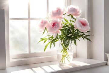 pink and white peonies flowers