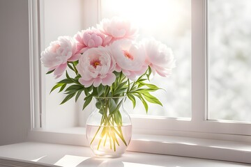 pink and white peonies flowers