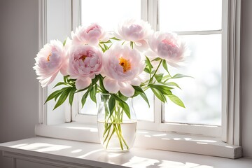 pink and white peonies flowers