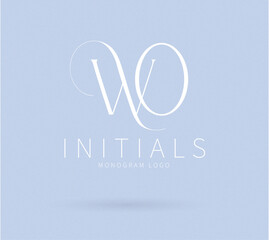 WO Typography Initial Letter Brand Logo, WO brand logo, WO monogram wedding logo, abstract logo design