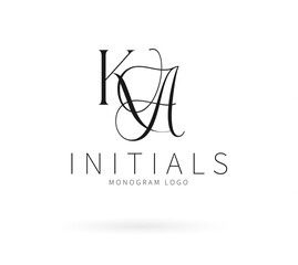 KA Typography Initial Letter Brand Logo, KA brand logo, KA monogram wedding logo, abstract logo design