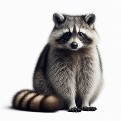 Image of isolated raccoon against pure white background, ideal for presentations
