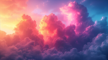 Various sky clouds bright colorful neon lights