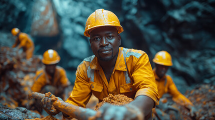 miners digging gold who are digging for raw gold
