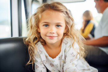Portrait of Smiling Girl on Bus