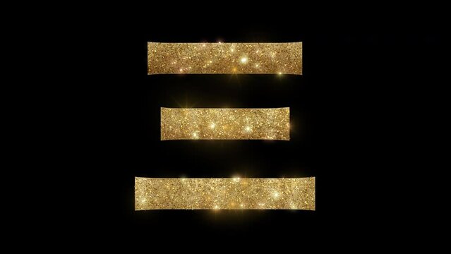 Sparkling golden "三", Kanji, alpha channel, transparent background