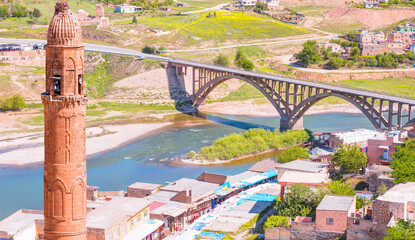 Panorama of the city of Hasankeyf in eastern Turkey - Tigris river
